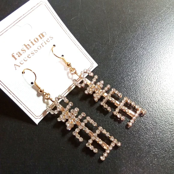 3 for $15 Gold Sweet Rhinestone Earrings - Picture 2 of 5